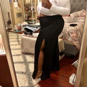 F21 Plus Satin Side Split Wide Leg Pants